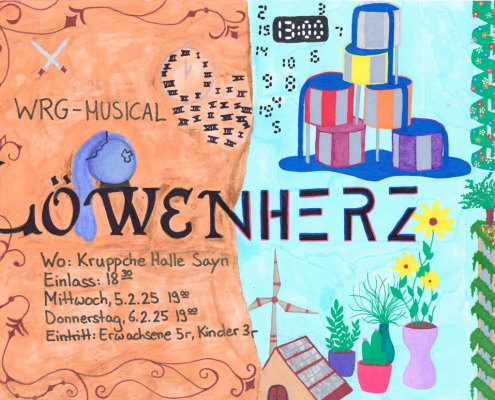 handgemaltes Plakat zur Musical-Aufführung "Löwenherz"